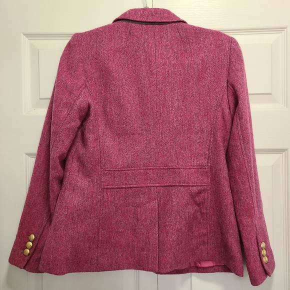 Talbots Pink Tweed Blazer Gold Buttons Size 4 Career Wool Blend - Picture 3 of 14